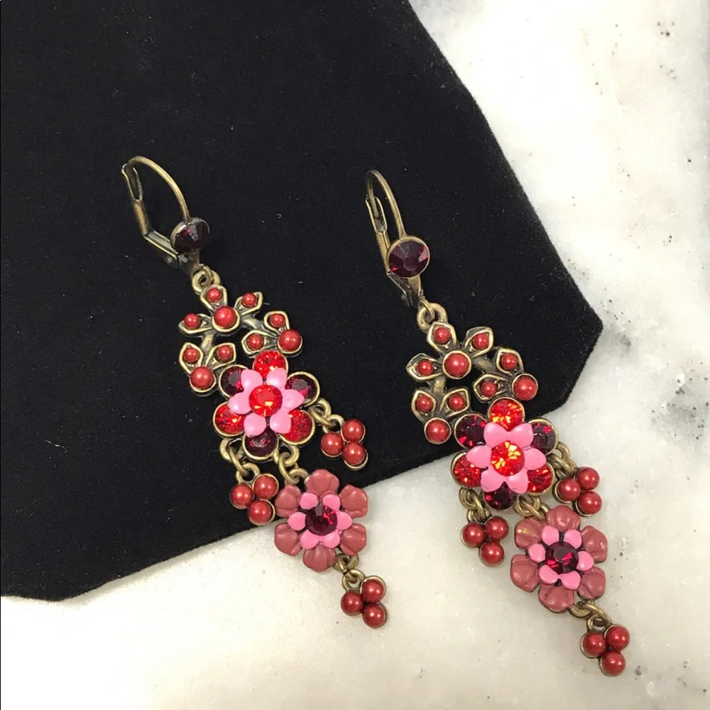 Vintage Inspired Pink Flower Whisper Dangles-NWT-Boutique